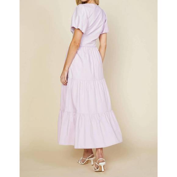 NEW SKIES ARE BLUE poplin tiered maxi skirt in lavender - Picture 3 of 3